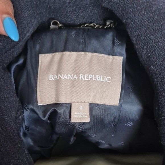 Banana Republic Navy Wool Blend Peacoat with Gold Buttons - Picture 2 of 16